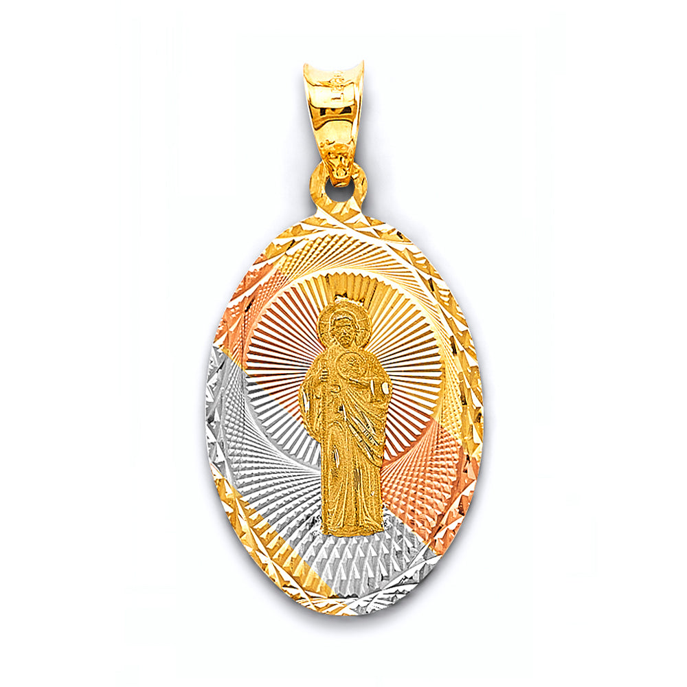 14K Yellow White Rose Gold Stamp St.Jude Thaddeus Pendant