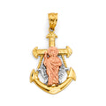 14K Yellow White Rose Gold Anchor St. Jude Thaddeus Pendant
