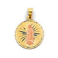 14K Two Tone Gold Stamp Guadalupe Pendant