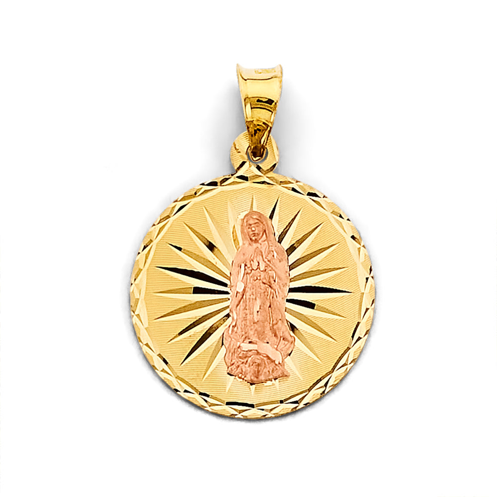 14K Two Tone Gold Stamp Guadalupe Pendant