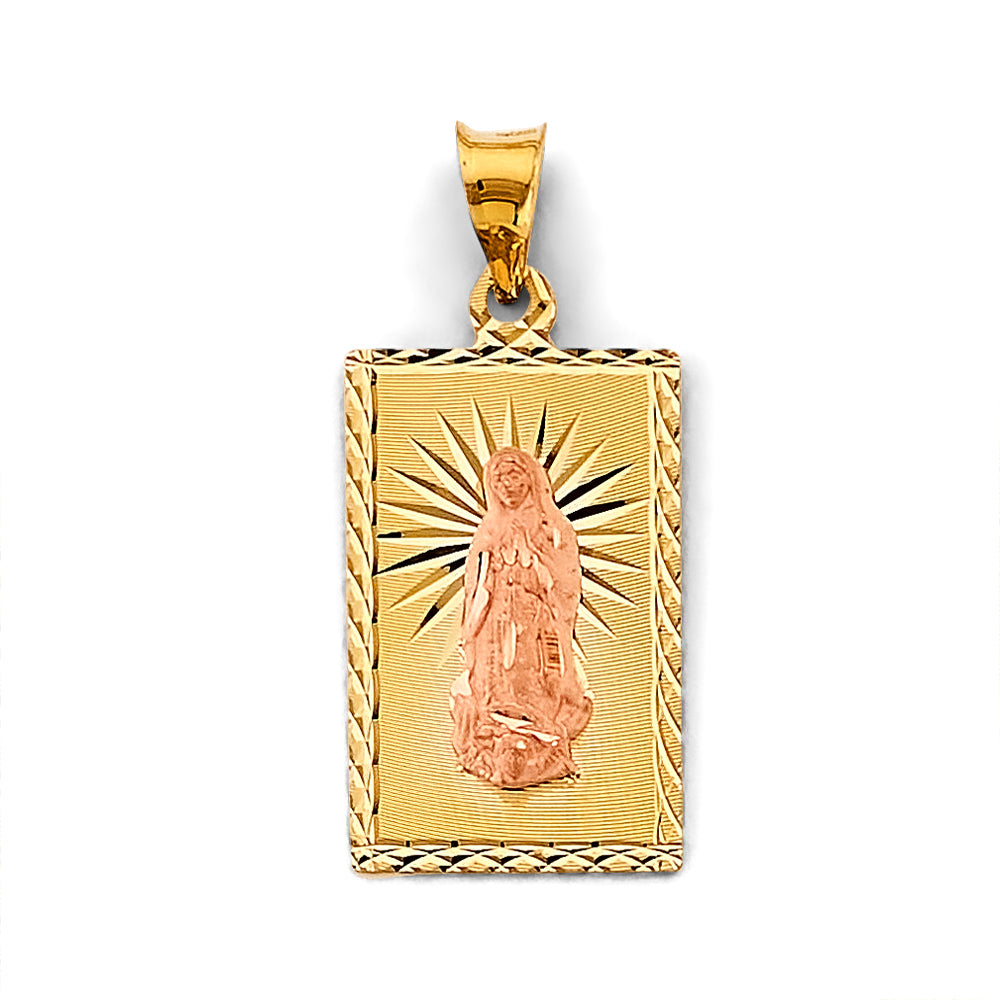 14K Two Tone Gold Stamp Guadalupe Pendant