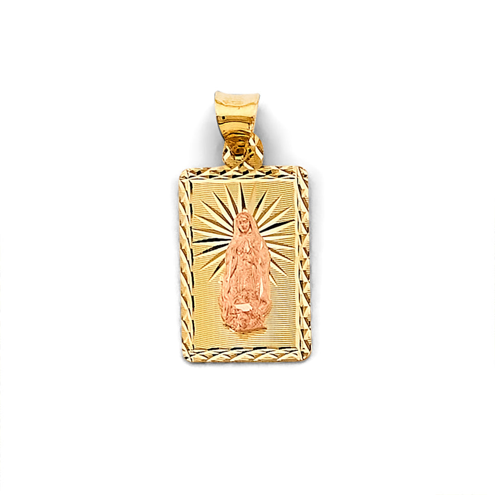 14K Two Tone Gold Stamp Guadalupe Pendant