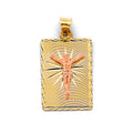 14K Two Tone Gold Stamp Jesus Christ Pendant