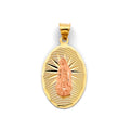 14K Two Tone Gold Stamp Guadalupe Pendant