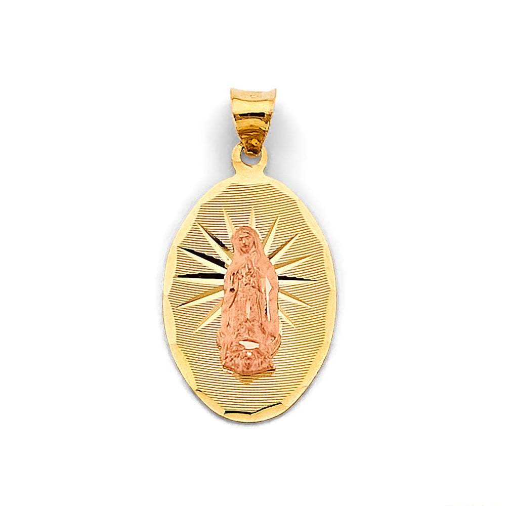 14K Two Tone Gold Stamp Guadalupe Pendant