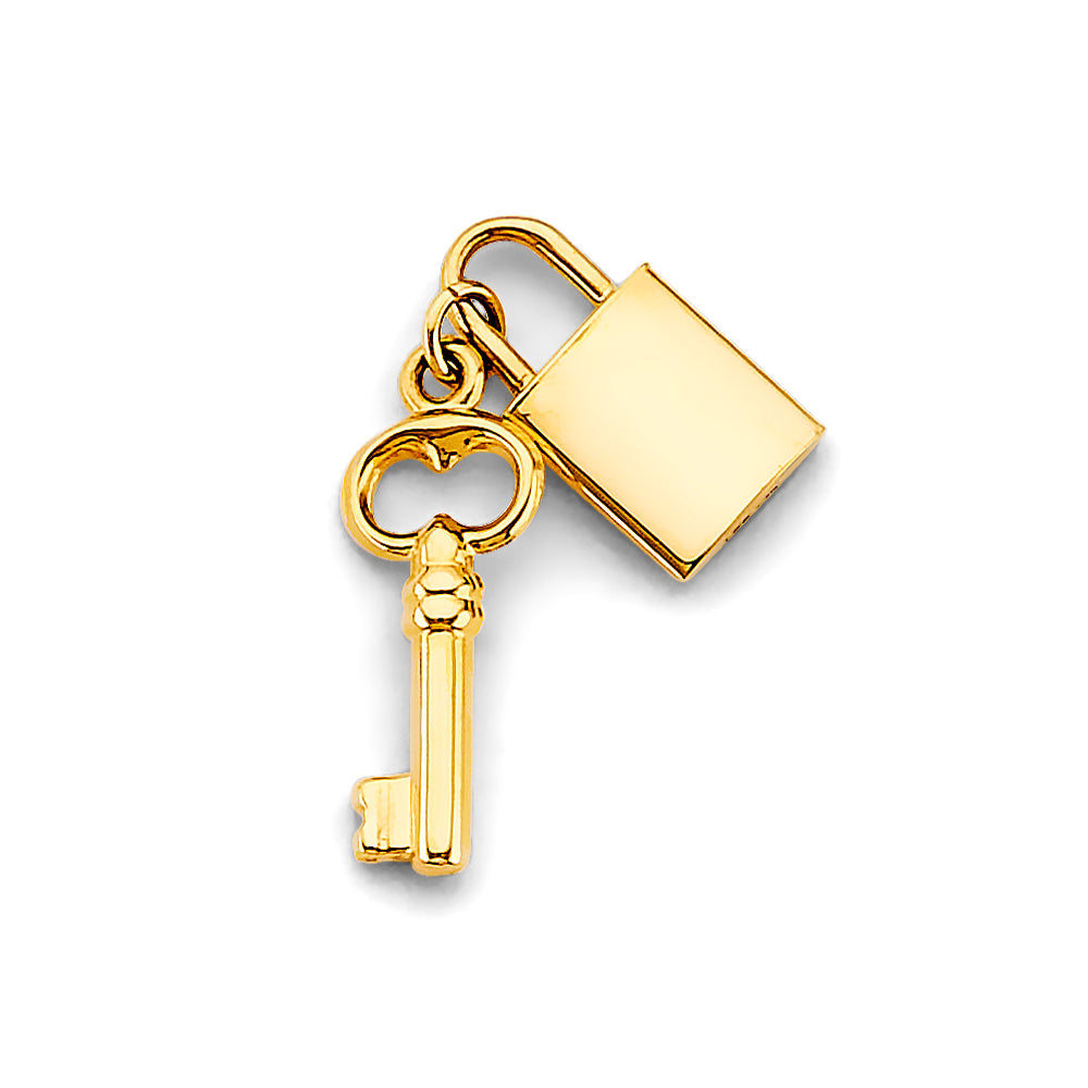 14K Yellow Gold Lock & Key Pendant