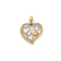 14K Two Tone Gold CZ Heart Pendant