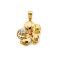 14K Yellow White Rose Gold Hibiscus Flower Pendant