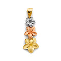 14K Yellow White Rose Gold Flower Pendant