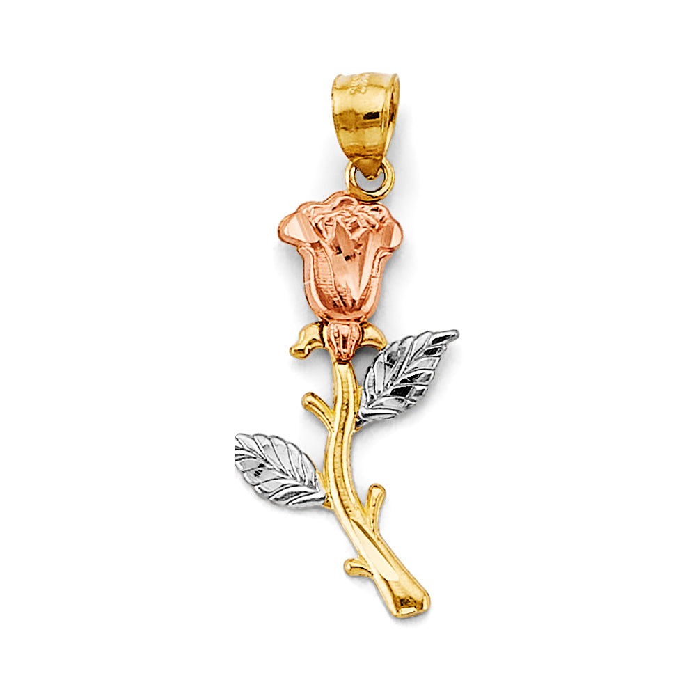14K Yellow White Rose Gold Flower Pendant
