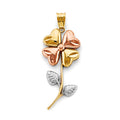 14K Yellow White Rose Gold Flower Pendant