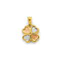 14K Yellow White Rose Gold Heart Clover Pendant