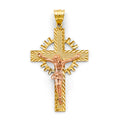 14K Two Tone Gold Crucifix Cross Pendant