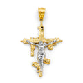 14K Two Tone Gold Crucifix Cross Pendant