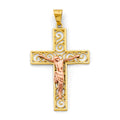 14K Two Tone Gold Crucifix Cross Pendant