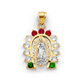 14K Two Tone Gold CZ Horseshoe Guadalupe Pendant