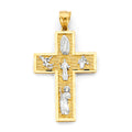 14K Two Tone Gold Religious Cross Pendant
