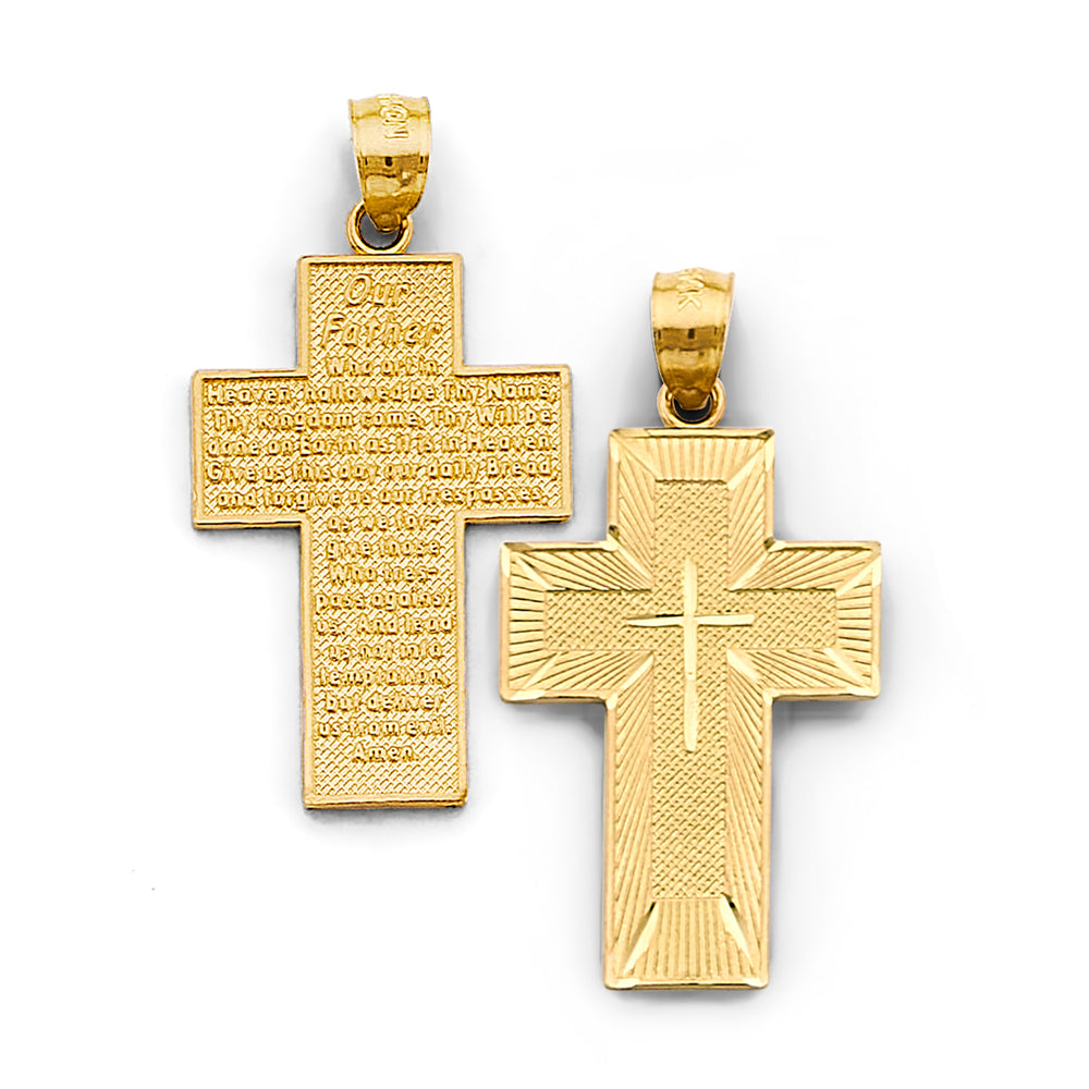14K Yellow Gold Lord Prayer Cross (English)