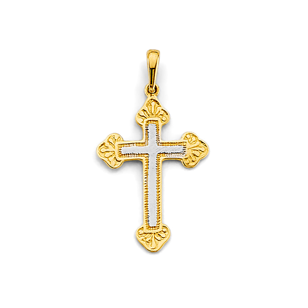 14K Two Tone Gold Cross Pendant
