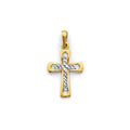 14K Two Tone Gold Small Cross Pendant