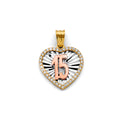 14K Yellow White Rose Gold CZ Heart 15 Years Pendant