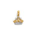 14K Two Tone Gold Small Crown Pendant
