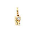 14K Yellow Gold CZ Love Charm For Mix & Match Bracelet