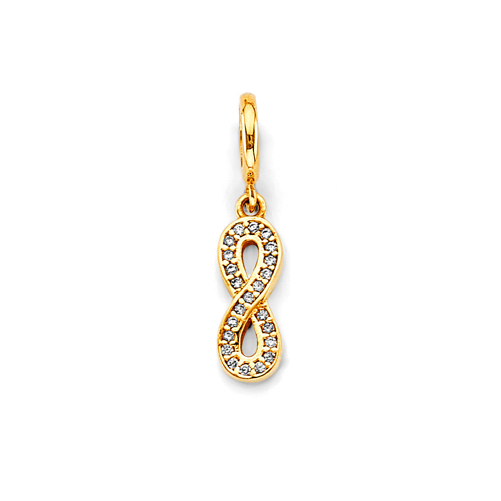 14K Two Tone Gold CZ Infiniti Charm For Mix & Match Bracelet