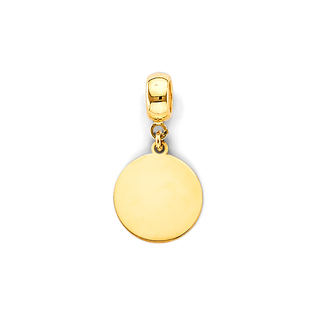 14K Yellow Gold Plain Engravable Chrm For Mix & Match Bracelet