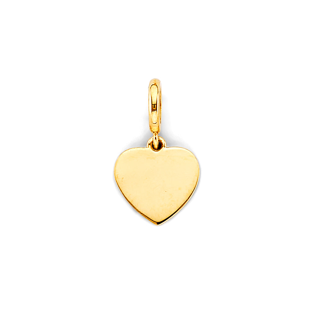 14K Yellow Gold Heart Engravable Chrm For Mix & Match Bracelet