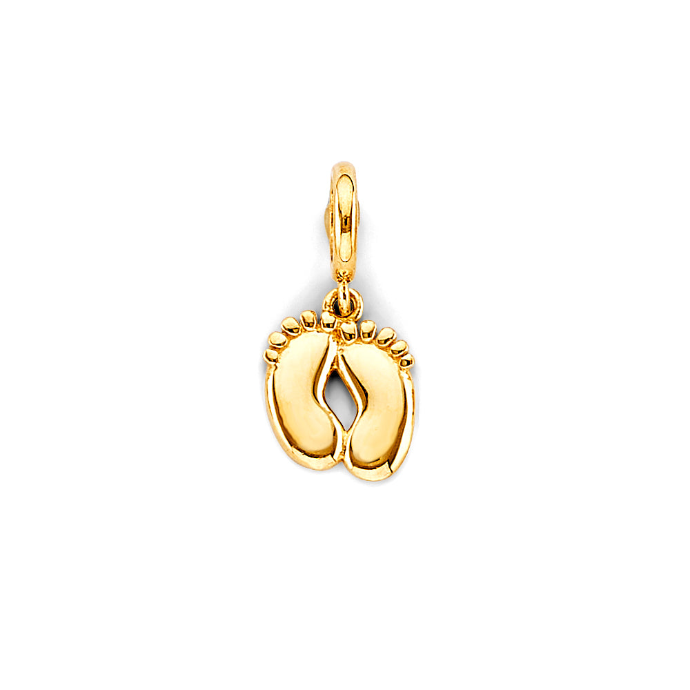 14K Yellow Gold Footprints Charm For Mix & Match Bracelet