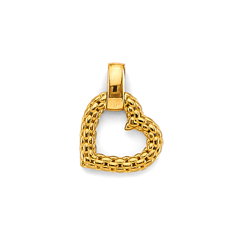 14K Yellow Gold Fancy Heart Mesh Design Pendant