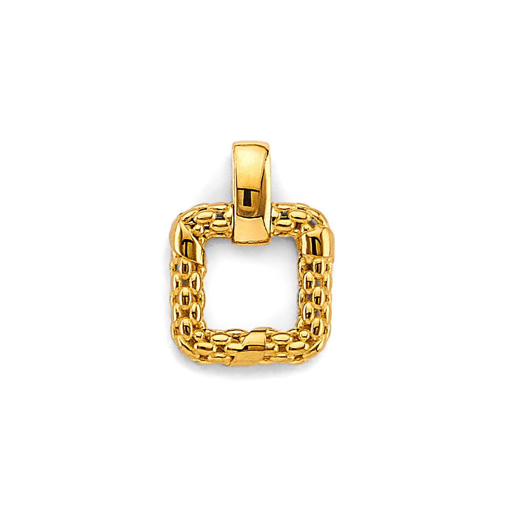 14K Yellow Gold Fancy Square Mesh Design Pendant