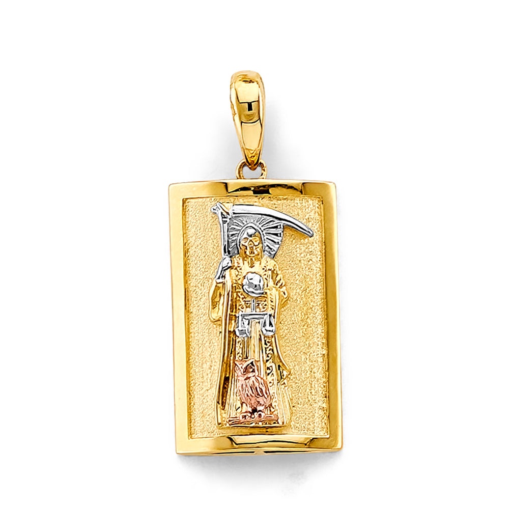 14K Yellow White Rose Gold Santa Muerte Pendant