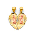 14K Two Tone Gold Heart Te Amo Pendant
