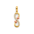 14K Two Tone Gold CZ Infiniti Heart Pendant