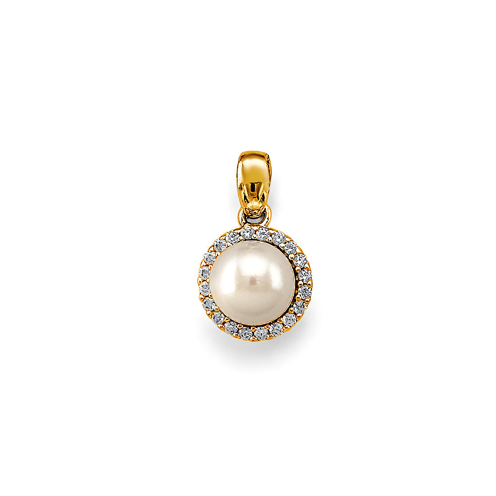 14K Two Tone Gold Pearl Pendant / Set