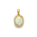 14K Yellow Gold CZ Opal Pendant / Set