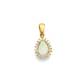 14K Yellow Gold CZ Opal Pendant / Set