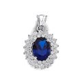 14K White Gold Blue CZ Pendant / Set