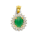 14K Yellow Gold CZ Jade Pendant / Set