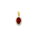 14K Yellow Gold CZ Oval Birthstone Pendant (Jan - Dec)