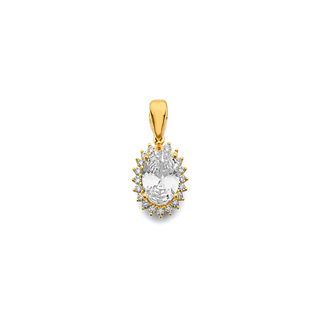 14K Yellow Gold CZ Oval Birthstone Pendant (Jan - Dec)