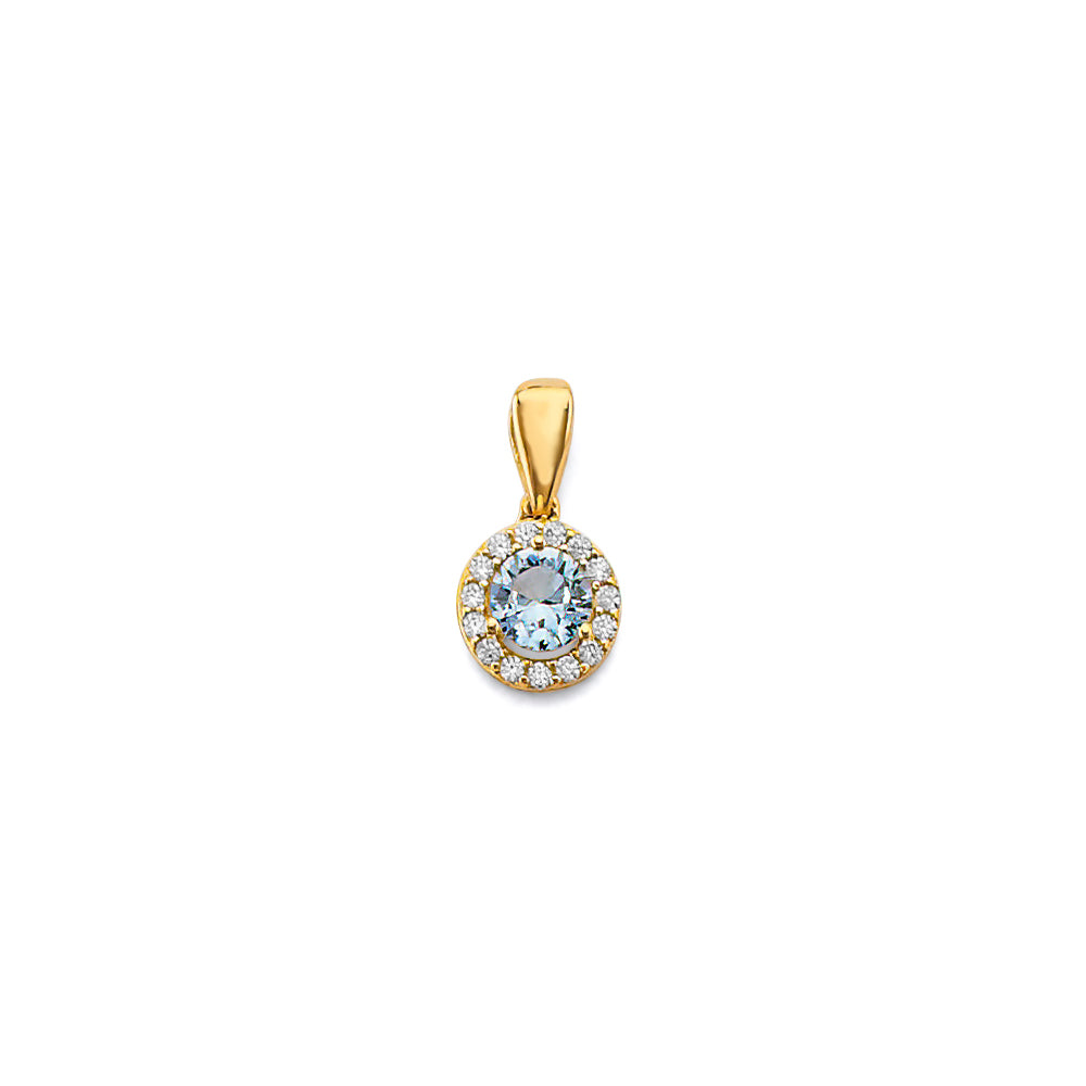 14K Yellow Gold CZ Round Birthstone Pendant (Jan - Dec)