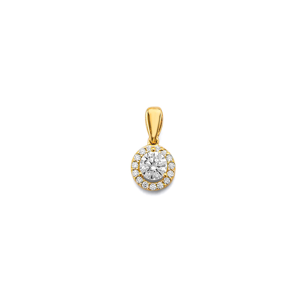 14K Yellow Gold CZ Round Birthstone Pendant (Jan - Dec)