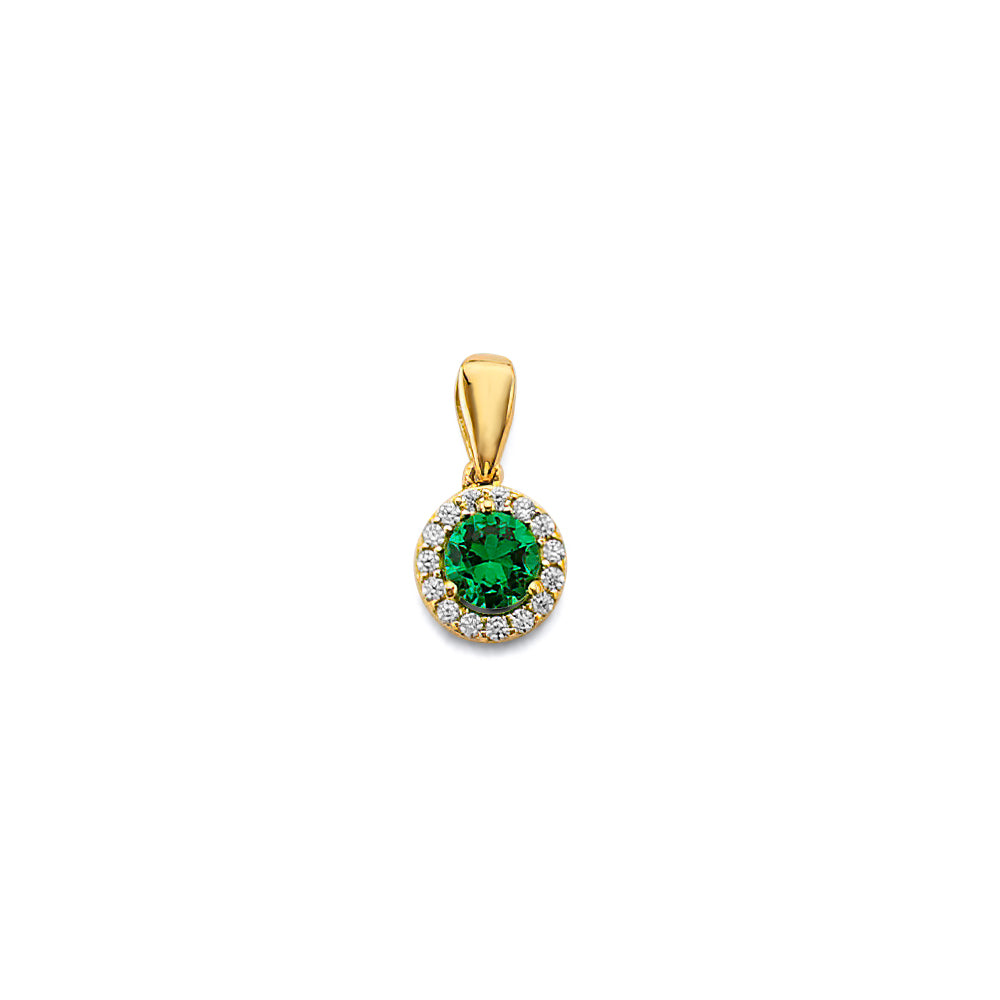 14K Yellow Gold CZ Round Birthstone Pendant (Jan - Dec)