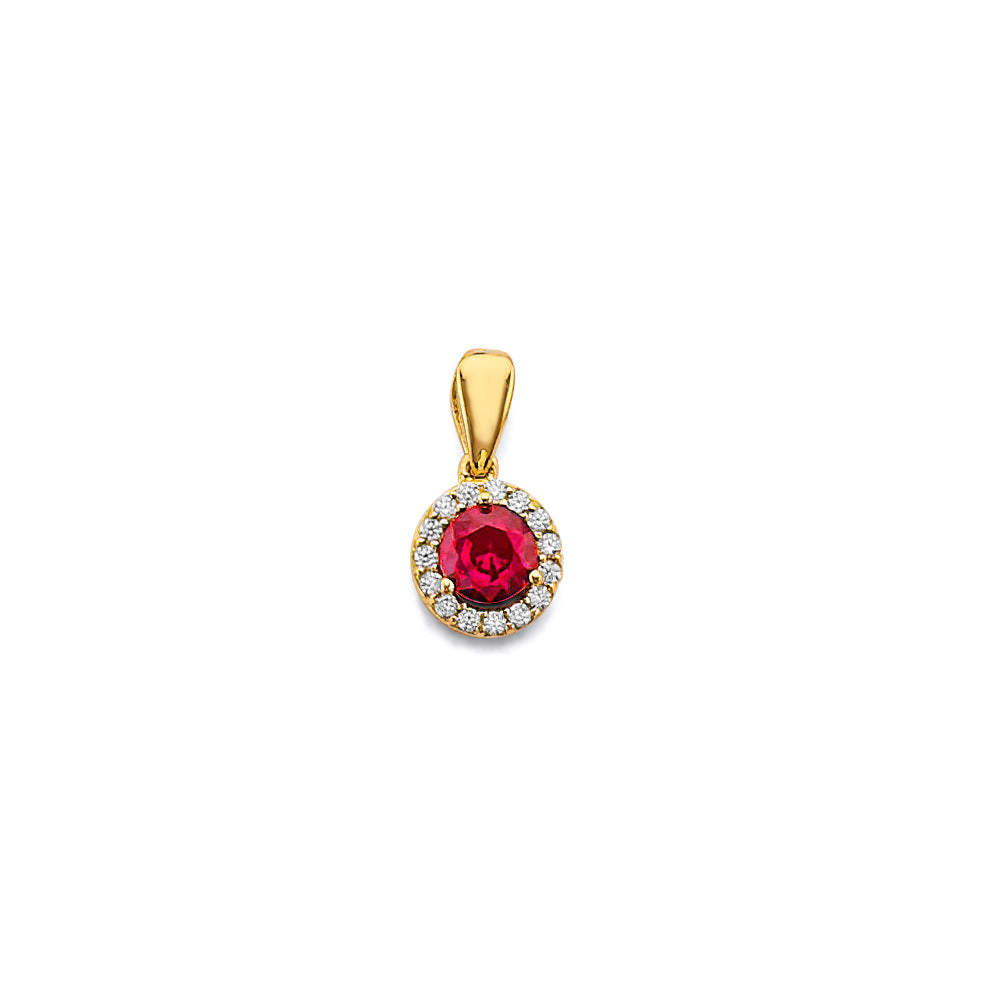 14K Yellow Gold CZ Round Birthstone Pendant (Jan - Dec)