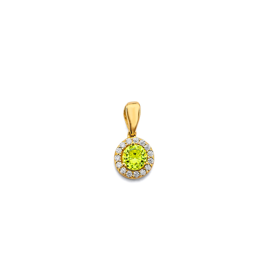 14K Yellow Gold CZ Round Birthstone Pendant (Jan - Dec)