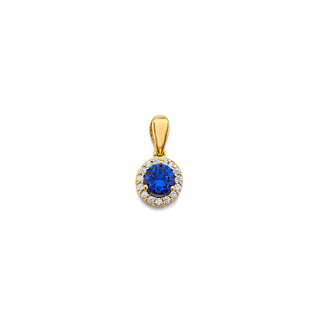 14K Yellow Gold CZ Round Birthstone Pendant (Jan - Dec)