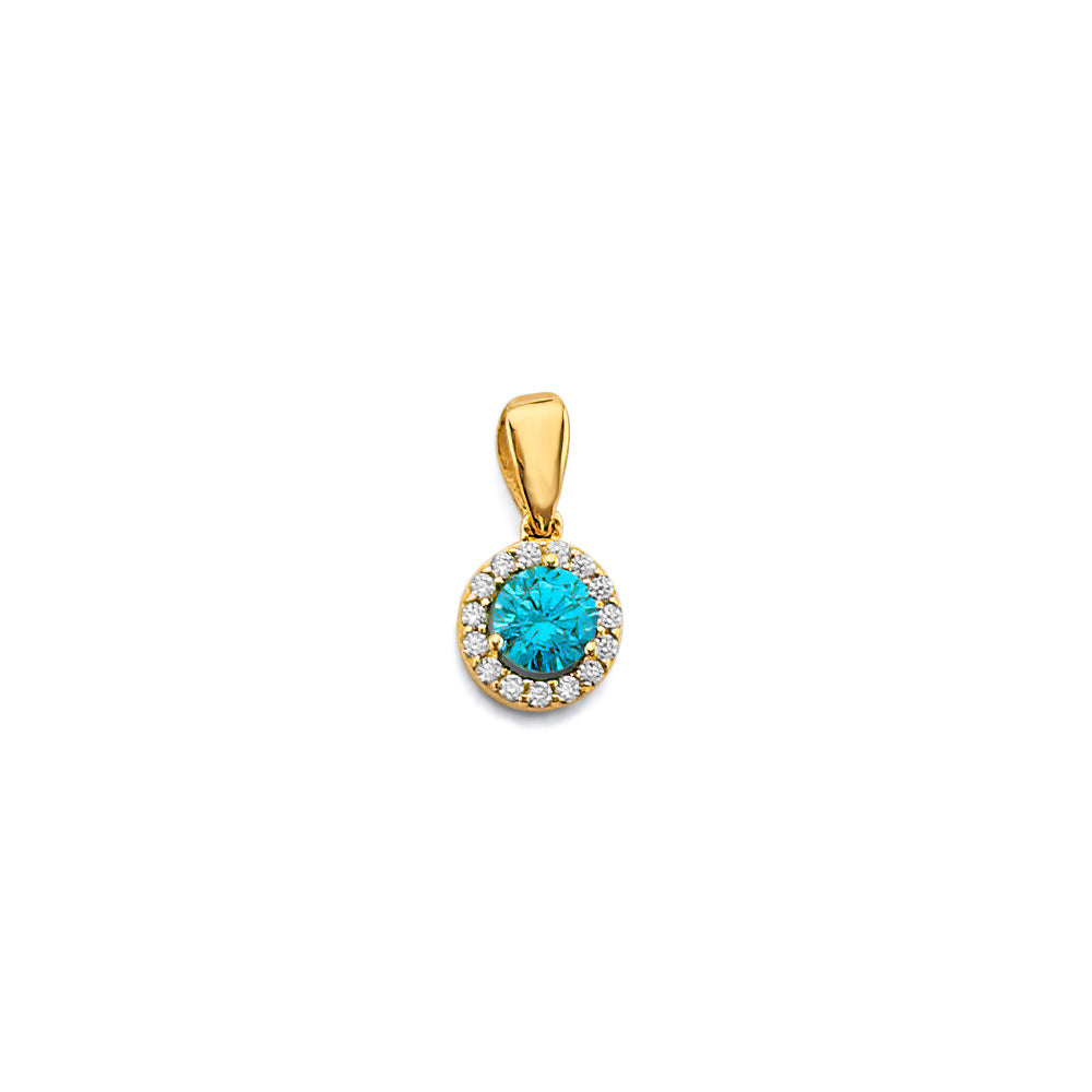 14K Yellow Gold CZ Round Birthstone Pendant (Jan - Dec)